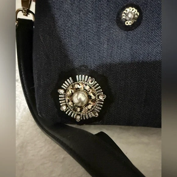 Kate Spade NWOT Embellished Cameron Street Lottie Denim Blue Pearls Orig $348 - Picture 12 of 14